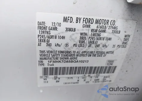 2011 Ford Explorer Xlt from USA, damaged, VIN 1FMHK7D85BGA10213